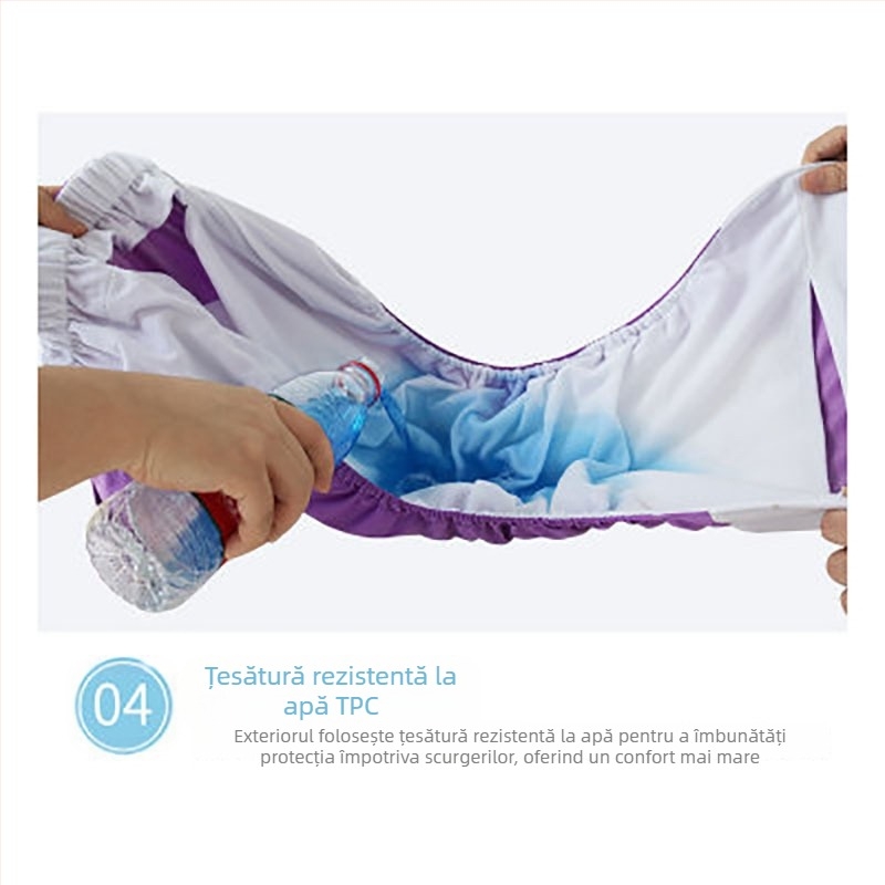 Scutece textile pentru adulți cu Velcro, impermeabile, fibre de poliester, Clasa B, 40–90 kg, 100 buc.