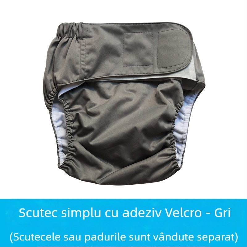 Scutece textile pentru adulți cu Velcro, impermeabile, fibre de poliester, Clasa B, 40–90 kg, 100 buc.