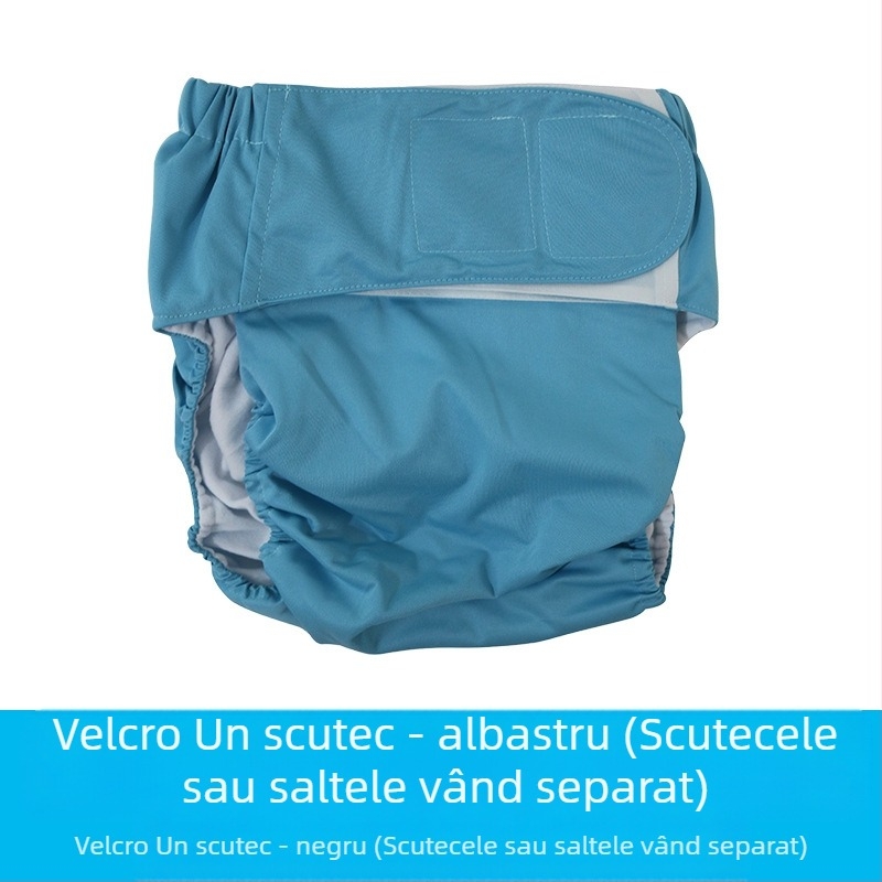 Scutece textile pentru adulți cu Velcro, impermeabile, fibre de poliester, Clasa B, 40–90 kg, 100 buc.