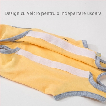 Îmbrăcăminte pentru animale – halat chirurgical anti-lingere pentru pisici, material din pânză, stil lejer