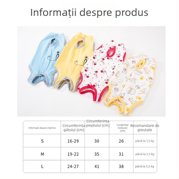 Îmbrăcăminte pentru animale – halat chirurgical anti-lingere pentru pisici, material din pânză, stil lejer