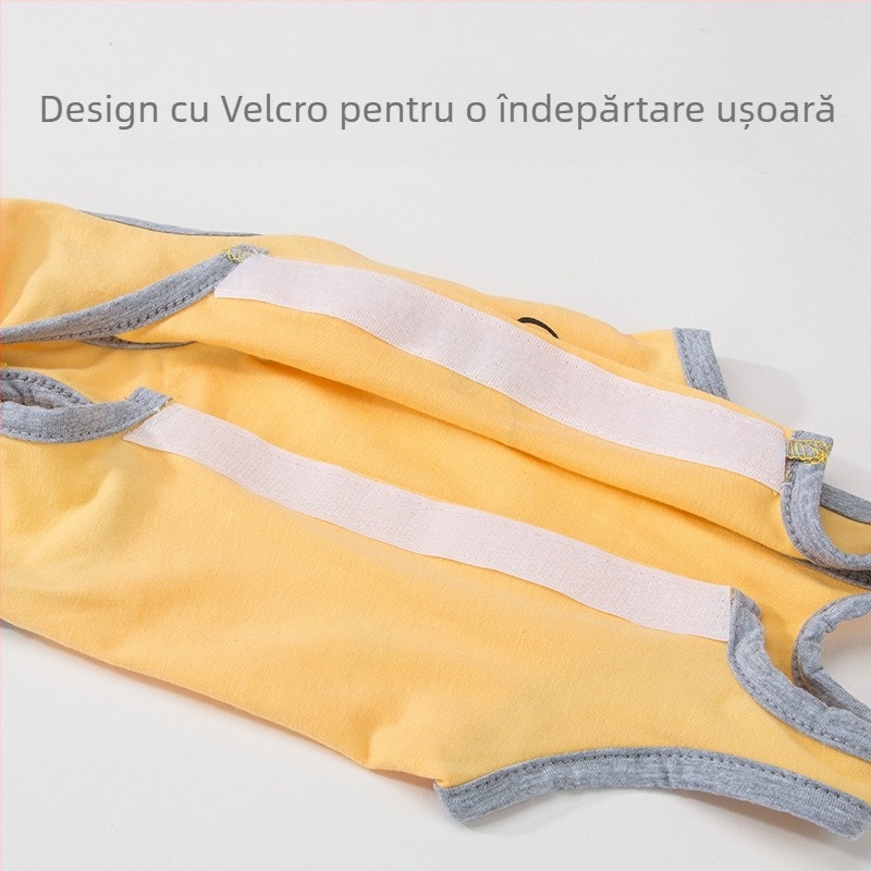 Îmbrăcăminte pentru animale – halat chirurgical anti-lingere pentru pisici, material din pânză, stil lejer