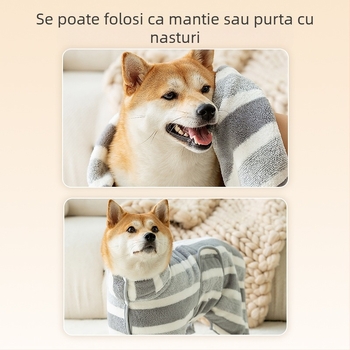 Halat de baie pentru câini cu închidere completă – absorbant, uscare rapidă din Coral Fleece, 150D fire, țesătură plană, personalizare disponibilă