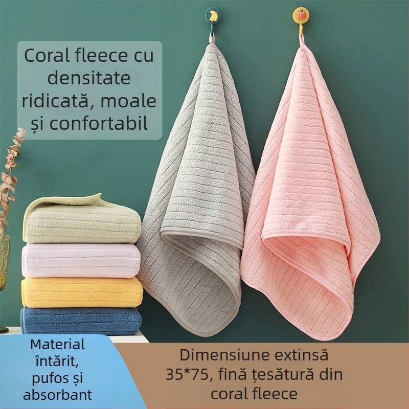 Prosop de baie turban din fleece coral cu dungi verticale, greutate 50–80 g