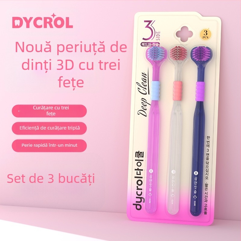 Perie de dinți cu trei fețe pentru adulți, protecție gingivală și peri moi | Banner/Benoy | Periuță de dinți manuală