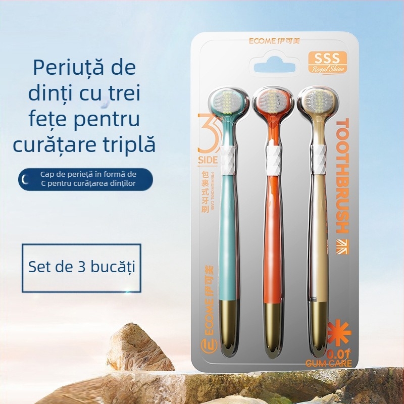 Perie de dinți cu trei fețe pentru adulți, protecție gingivală și peri moi | Banner/Benoy | Periuță de dinți manuală