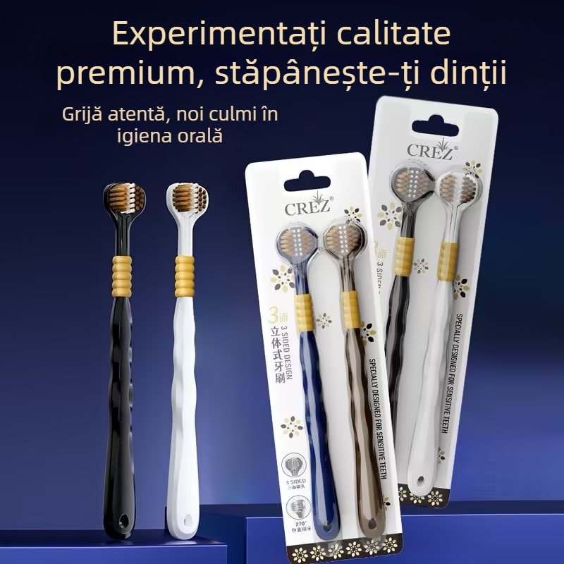 Perie de dinți cu trei fețe pentru adulți, protecție gingivală și peri moi | Banner/Benoy | Periuță de dinți manuală