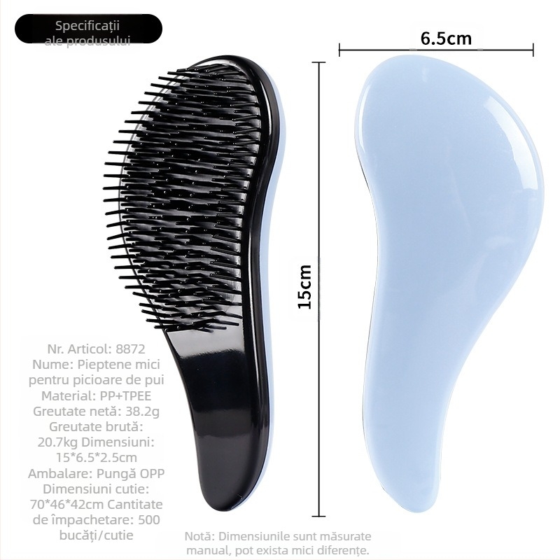 Pheaya pieptene de păr din plastic — anti încâlcire, netezire și masaj, ușor și portabil