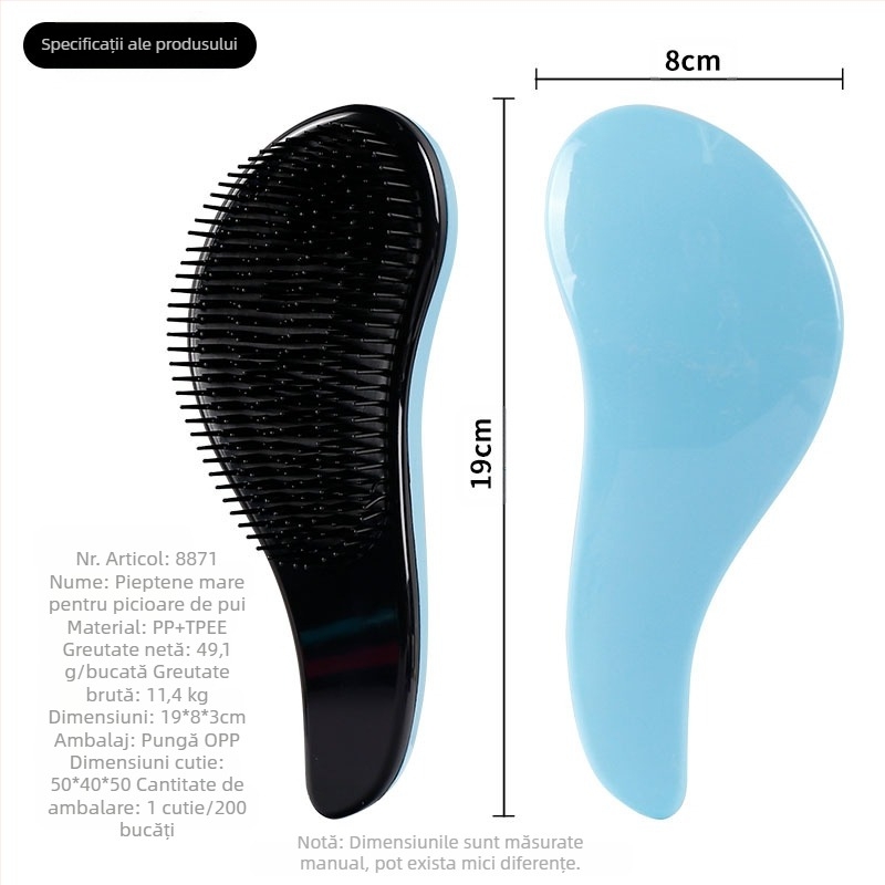 Pheaya pieptene de păr din plastic — anti încâlcire, netezire și masaj, ușor și portabil