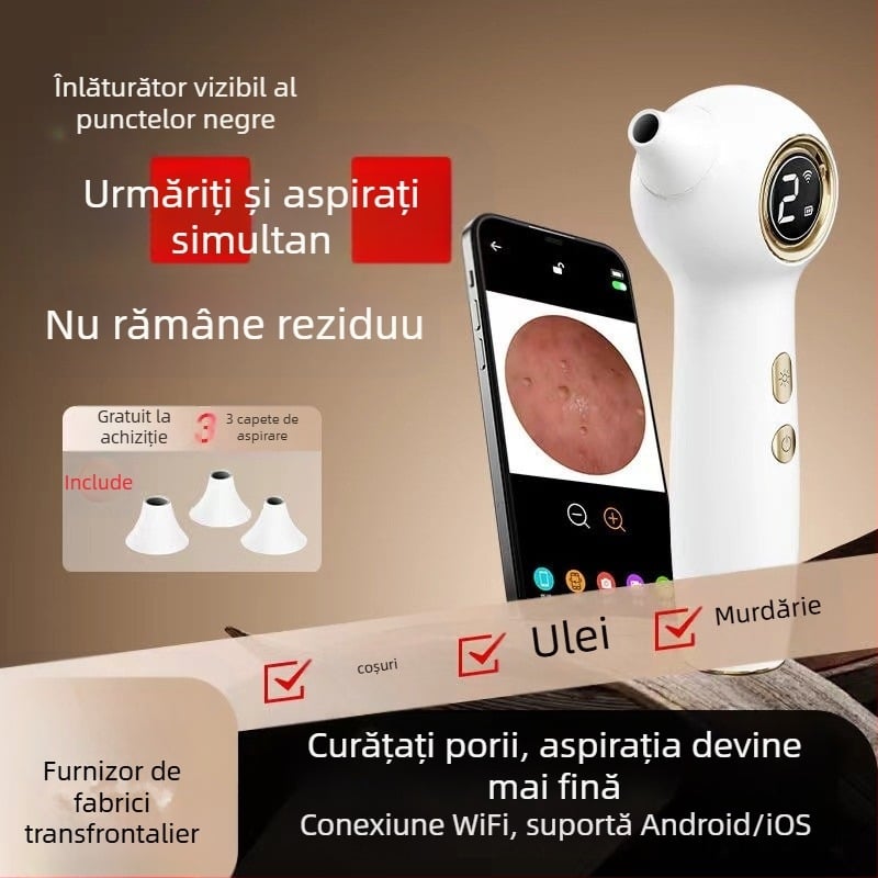 Dispozitiv vizual pentru eliminarea punctelor negre — vibrații ultrasonice, mâner manual, model ZM613, carcasă ABS, reglaj în 3 trepte