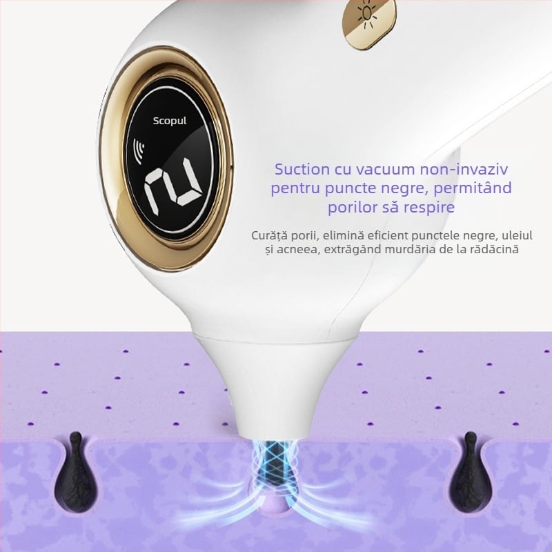 Dispozitiv vizual pentru eliminarea punctelor negre — vibrații ultrasonice, mâner manual, model ZM613, carcasă ABS, reglaj în 3 trepte