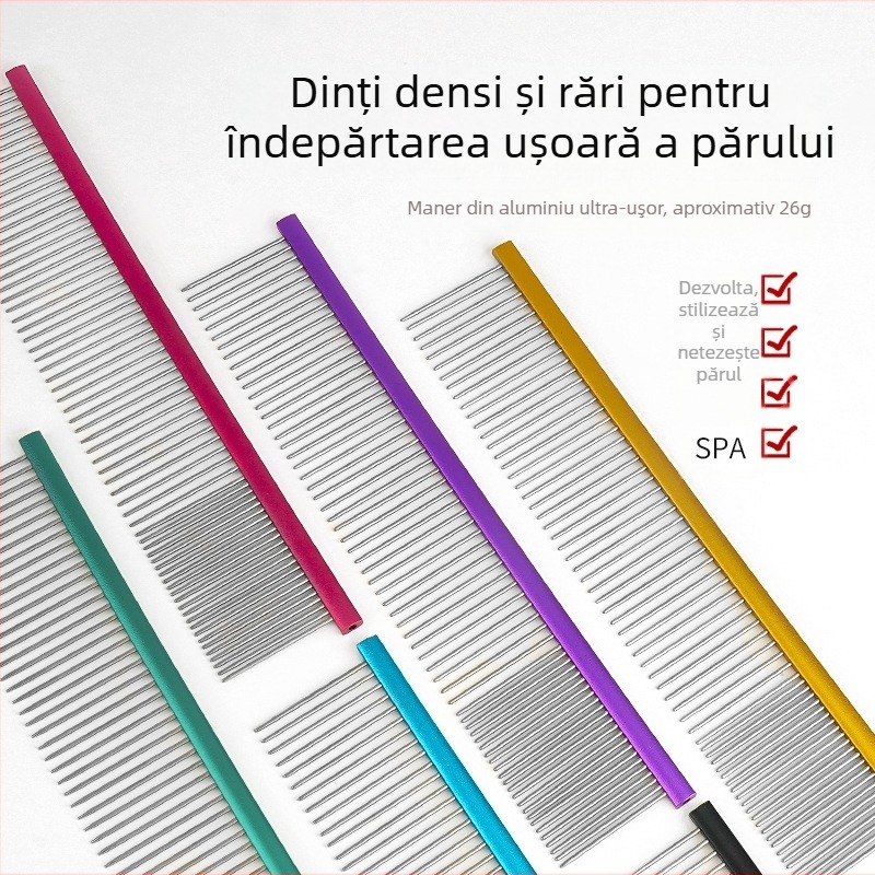 Tanizaki Pieptene pentru animale de companie, din oțel inoxidabil, mâner lat, îndepărtarea părului în exces
