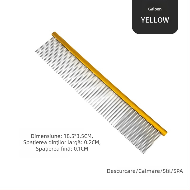 Tanizaki Pieptene pentru animale de companie, din oțel inoxidabil, mâner lat, îndepărtarea părului în exces