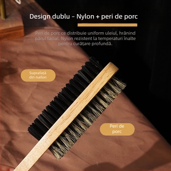 Craftsman perie pentru barbă din lemn, cu două fețe, cu peri de mistreț, pentru îngrijire și curățare păr, origine Guangzhou