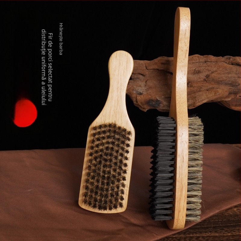 Craftsman perie pentru barbă din lemn, cu două fețe, cu peri de mistreț, pentru îngrijire și curățare păr, origine Guangzhou