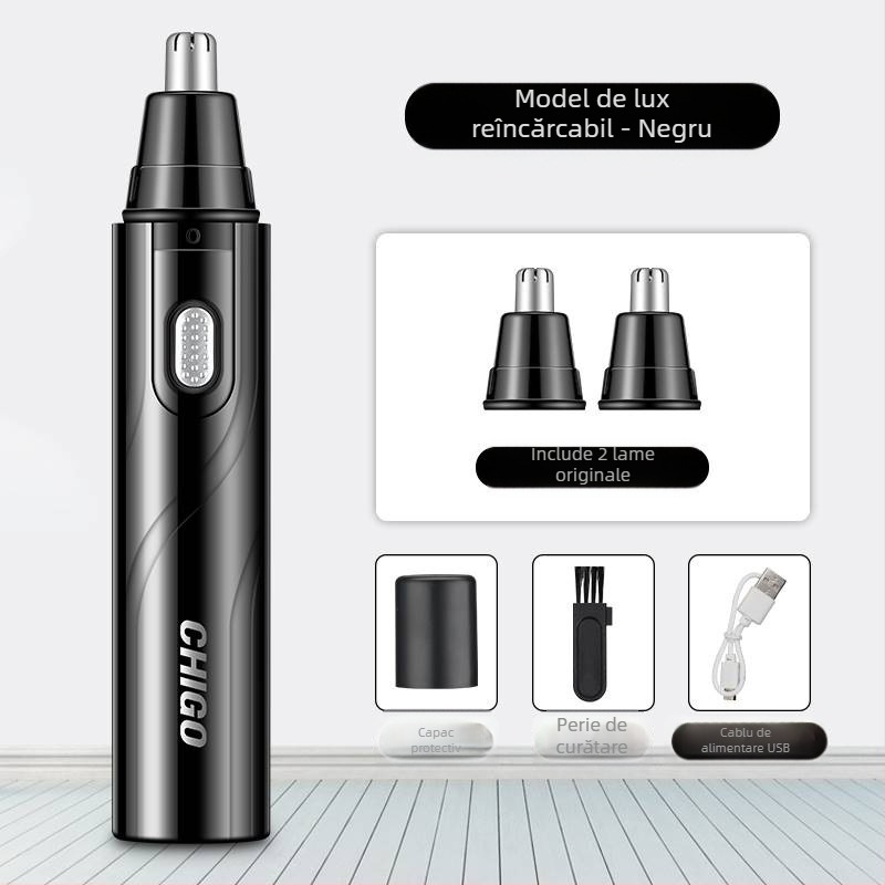 Trimmer pentru nas Chigo, cu cap lavabil detașabil, model CX-ZD2 reîncărcabil, baterie încorporată 300–500 mAh, ABS