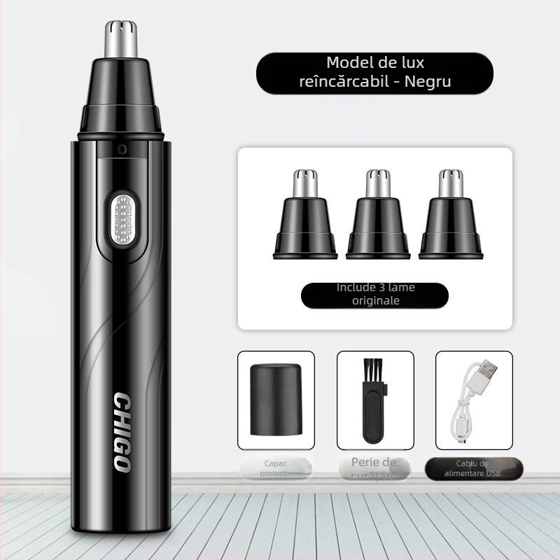 Trimmer pentru nas Chigo, cu cap lavabil detașabil, model CX-ZD2 reîncărcabil, baterie încorporată 300–500 mAh, ABS