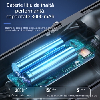 Mașină electrică de tuns părul pentru chelie, cu motor brushless, lame din oțel inoxidabil, baterie încorporată 3000mAh, timp de încărcare 5 ore, autonomie 1–3 ore
