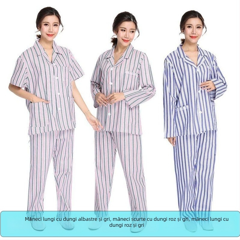 Halat pentru pacient, din bumbac, unisex, mâneci lungi, guler stil sacou, care evacuează umezeala