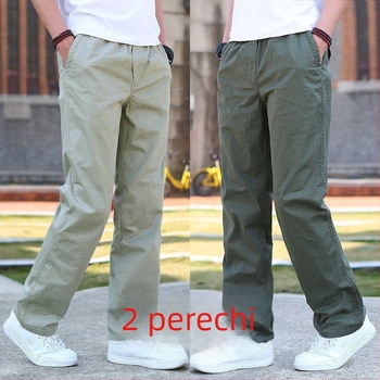 Pantaloni bărbătești croială dreaptă, țesătură poliester, căptușeală fleece, potriviți pentru toate cele patru anotimpuri