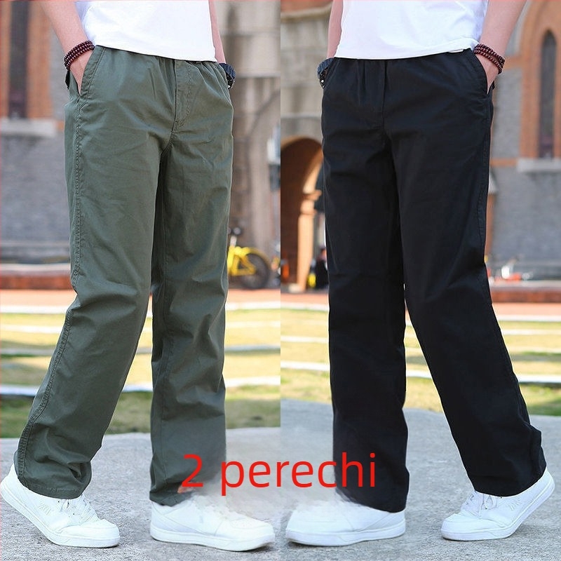 Pantaloni bărbătești croială dreaptă, țesătură poliester, căptușeală fleece, potriviți pentru toate cele patru anotimpuri