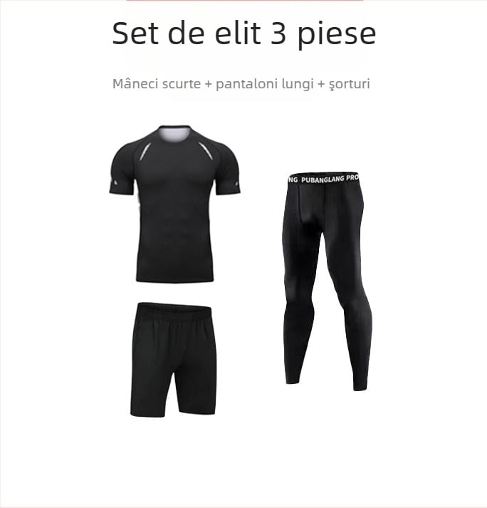 Set sport unisex cu mâneci lungi, material respirabil cu uscare rapidă din poliester-spandex, cropped pants, pentru alergare, fotbal și baschet