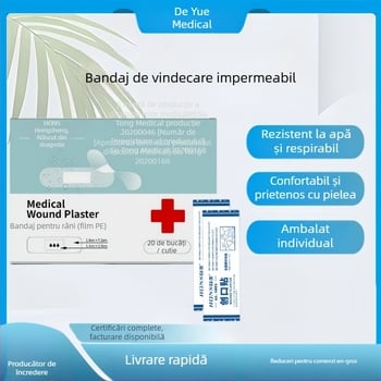 Bandaj din țesătură elastică, rotund, impermeabil, cutie cu 100 bucăți, de unică folosință, pentru recoltare de sânge și protecția piciorului