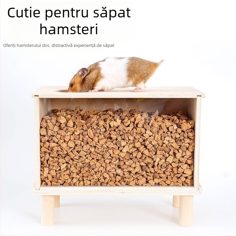 Cutie din lemn pentru săpat și adăpost pentru hamster — set DIY de decorare cuștii, marca Cute love new