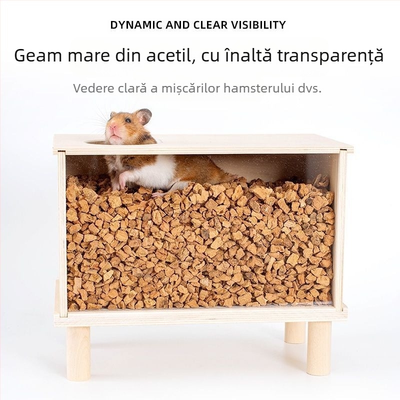 Cutie din lemn pentru săpat și adăpost pentru hamster — set DIY de decorare cuștii, marca Cute love new