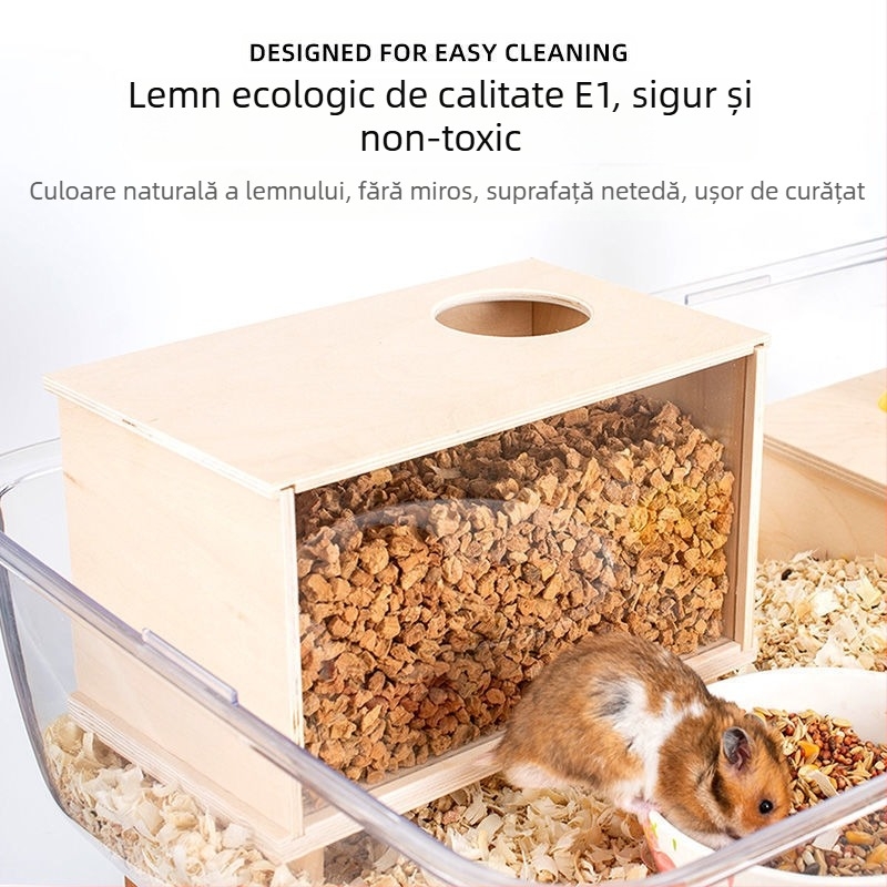 Cutie din lemn pentru săpat și adăpost pentru hamster — set DIY de decorare cuștii, marca Cute love new
