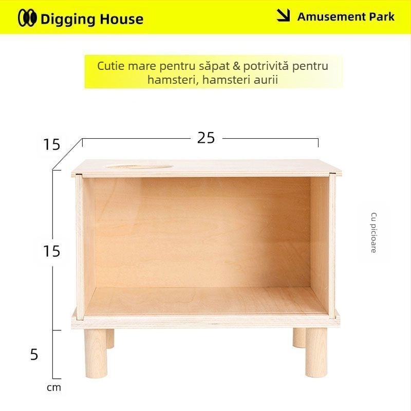 Cutie din lemn pentru săpat și adăpost pentru hamster — set DIY de decorare cuștii, marca Cute love new