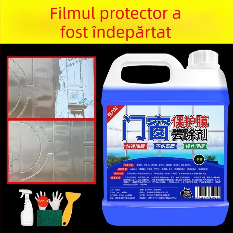 Îndepărtător de lipici pentru folie de protecție pentru uși și ferestre, pentru suprafețe din oțel inoxidabil și aliaj de aluminiu, detergent universal Yangxing