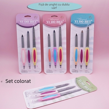 Pilă de unghii din oțel inoxidabil, cu cap dublu, două fețe, granulație grosieră și fină, multifacetată