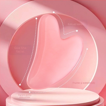 Set roller facial în formă de inimă din cristal pudră, placa de masaj facial cu două capete, manual