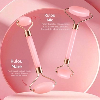 Set roller facial în formă de inimă din cristal pudră, placa de masaj facial cu două capete, manual