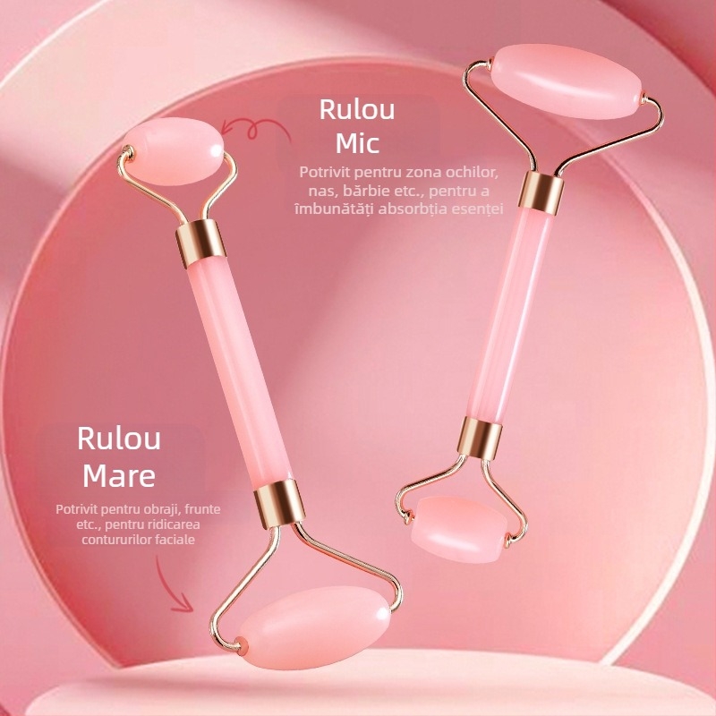 Set roller facial în formă de inimă din cristal pudră, placa de masaj facial cu două capete, manual