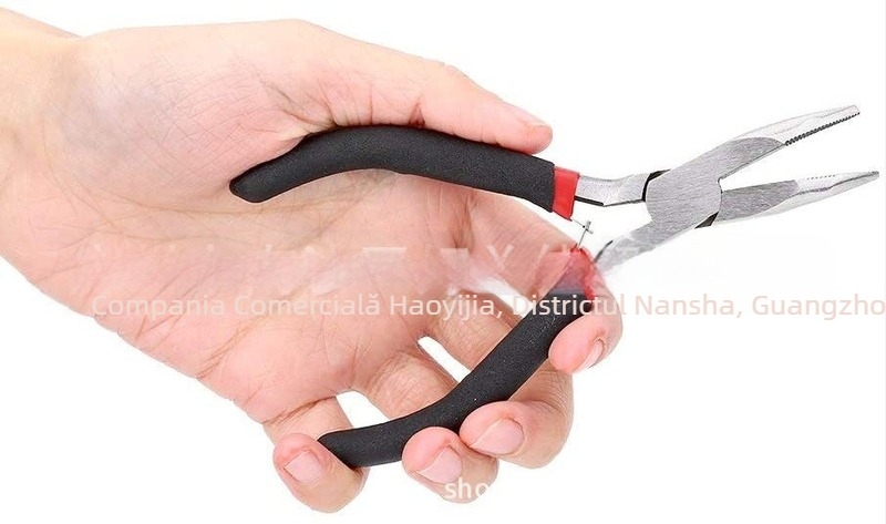 Set de instrumente pentru extensii de păr, 4 piese – clește îndoire, croșet din lemn, inel din silicon pentru extensii, Model H66