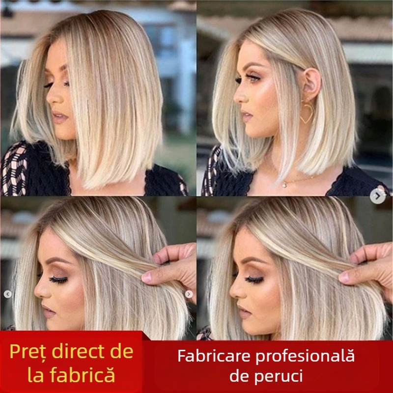 Perucă păr scurt drept, fibră rezistentă la temperaturi înalte, model F1161, proces mecanic, King Wing