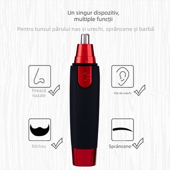 Trimmer electric pentru nas pentru bărbați – corp din ABS, cap de tăiere detașabil și lavabil, alimentare cu baterie