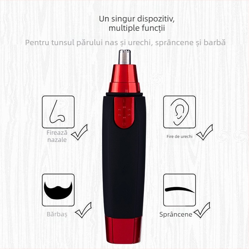 Trimmer electric pentru nas pentru bărbați – corp din ABS, cap de tăiere detașabil și lavabil, alimentare cu baterie