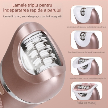 Hatteker epilator electric 3 în 1 pentru femei – pentru întreg corpul, cap de tăiere din oțel inox, corp din ABS, utilizare umedă și uscată