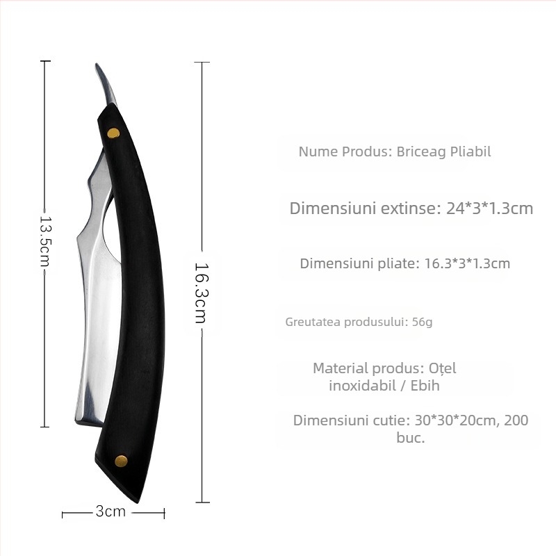 LUOTTS Suport de ras din lemn de abanos și oțel inoxidabil, aspect vintage pentru unelte de coafor și ras, 56 g, ambalaj personalizabil și logo personalizabil