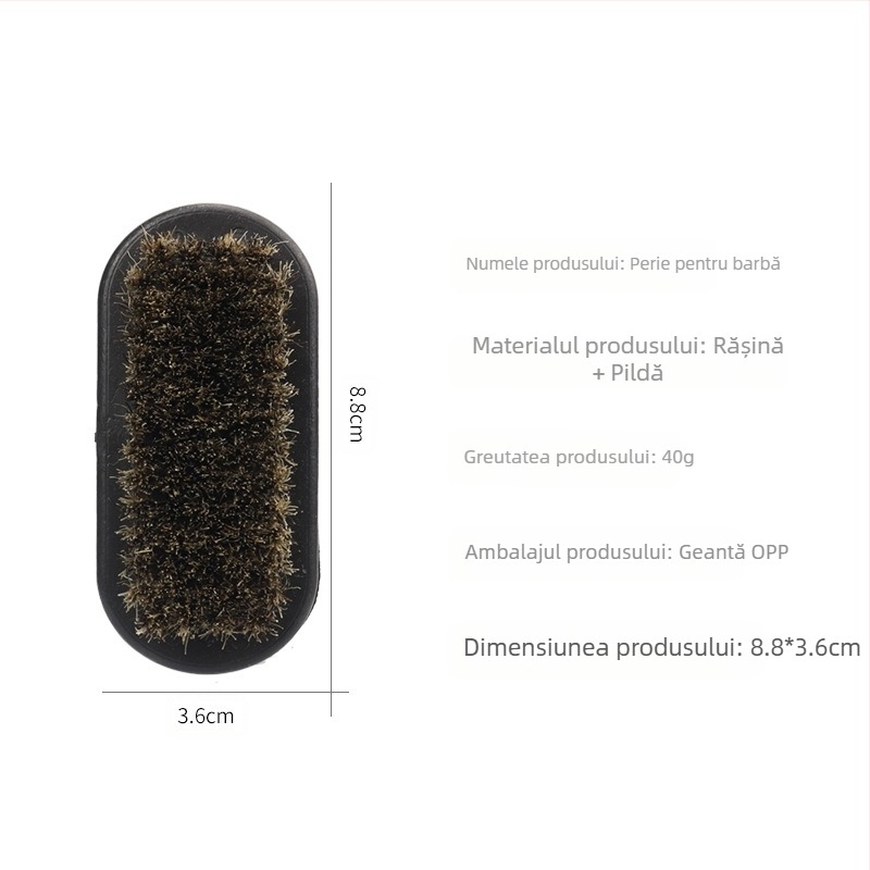 Perie pentru barbă, portabilă, mâner din plastic, 1 bucată, material: rășină + perii, lungimea periilor 3 cm