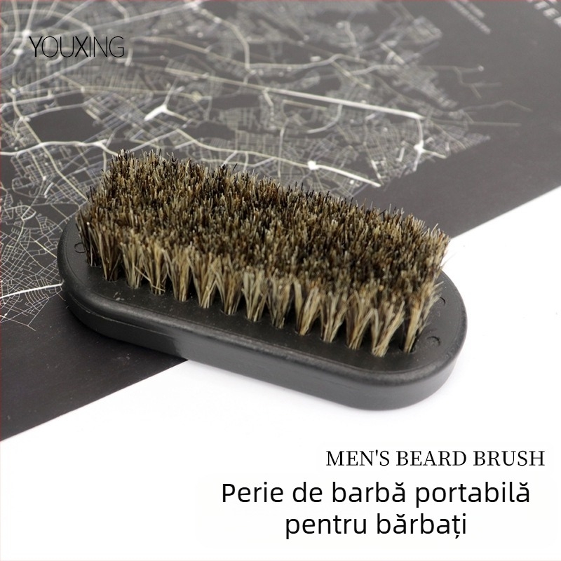 Perie pentru barbă, portabilă, mâner din plastic, 1 bucată, material: rășină + perii, lungimea periilor 3 cm