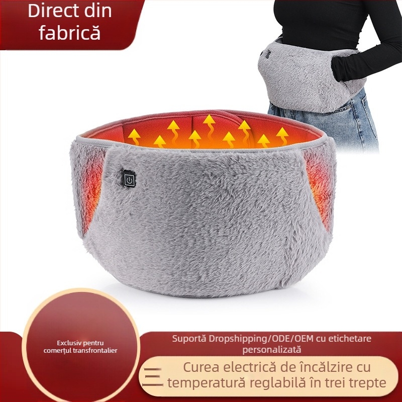 Centură de talie încălzită, căptușeală plușată, alimentare USB, control al temperaturii în trei trepte