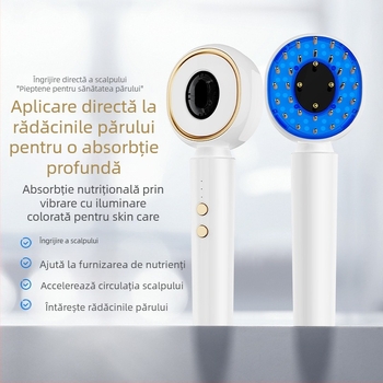 Pieptene de păr cu vibrații EMS, masaj, pentru uz casnic, model 2024, 3 setări