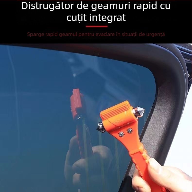 Ciocan de salvare auto 2‑în‑1, ciocan solid, instrument de evacuare pentru autobuz, ciocan de siguranță auto (Brand: Zhuo Cheng; Material: ABS și oțel inoxidabil; Personalizare: Disponibil; Greutate: 0.17 kg)