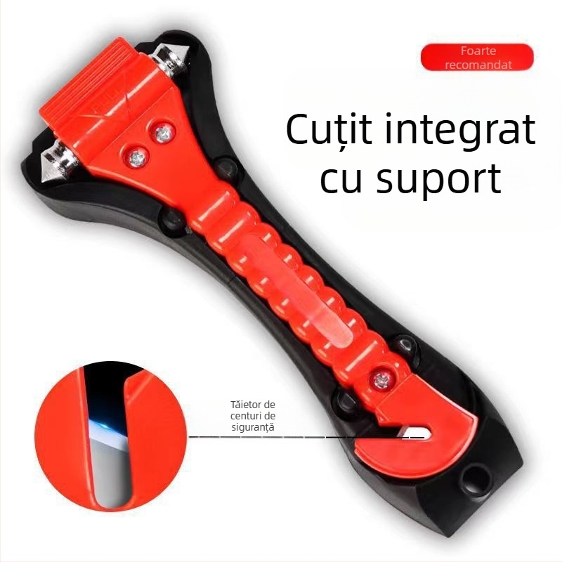 Ciocan de salvare auto 2‑în‑1, ciocan solid, instrument de evacuare pentru autobuz, ciocan de siguranță auto (Brand: Zhuo Cheng; Material: ABS și oțel inoxidabil; Personalizare: Disponibil; Greutate: 0.17 kg)