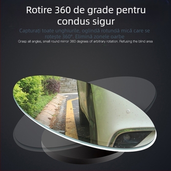 Oglindă de recul auto, reglaj 360°, oglindă rotundă mică, oglindă pentru unghiuri moarte, oglindă cu unghi larg de mers înapoi, sticlă fără ramă