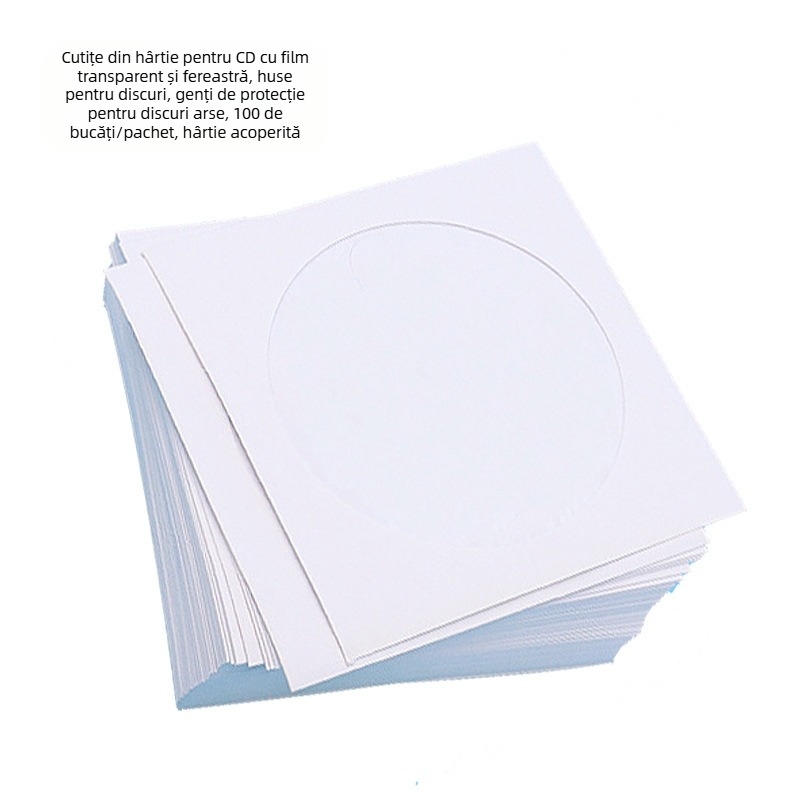 RONC Plicuri pentru CD/DVD din hârtie lucioasă, cu fereastră transparentă, o singură față, pachet 100 buc.